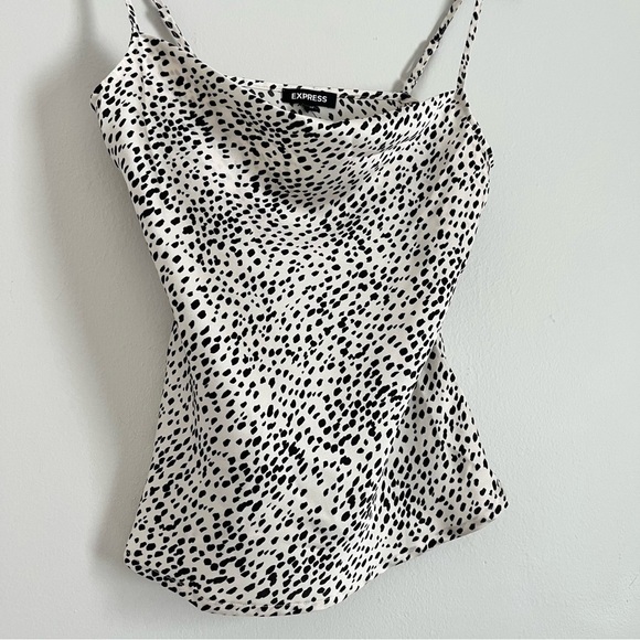 NWT Express Cowl Neck Polka Dot Cami Top Black and White Size XS - Picture 4 of 9
